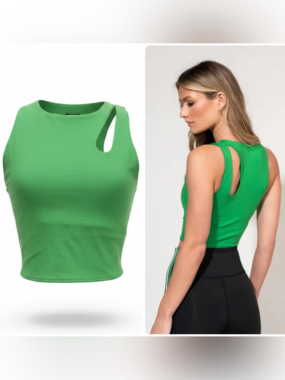 IVL Collective Keyhole Fern Green Athletic Cropped Tank Top NWT $79